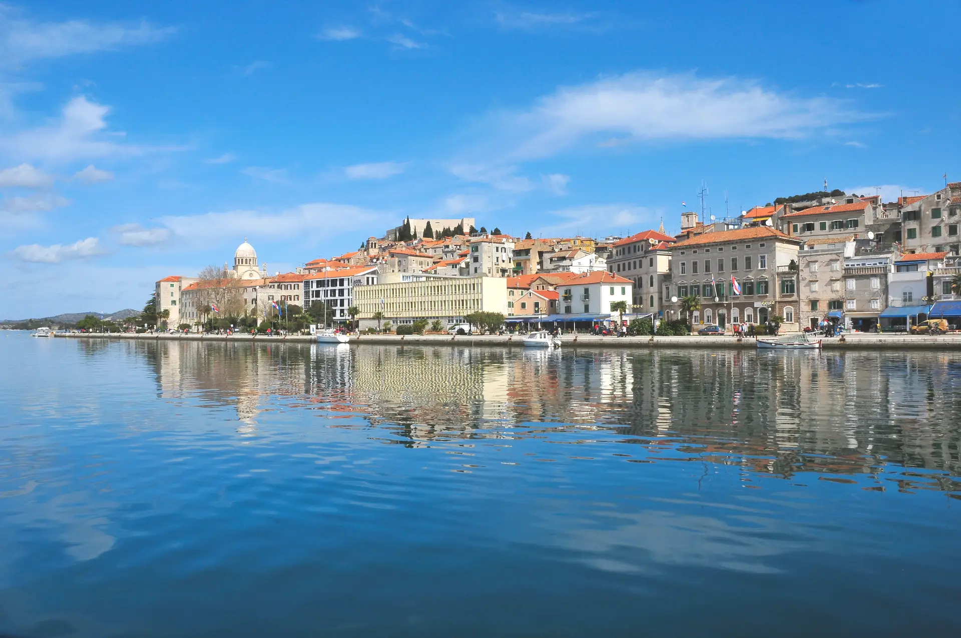 panoramic view of a coastal town