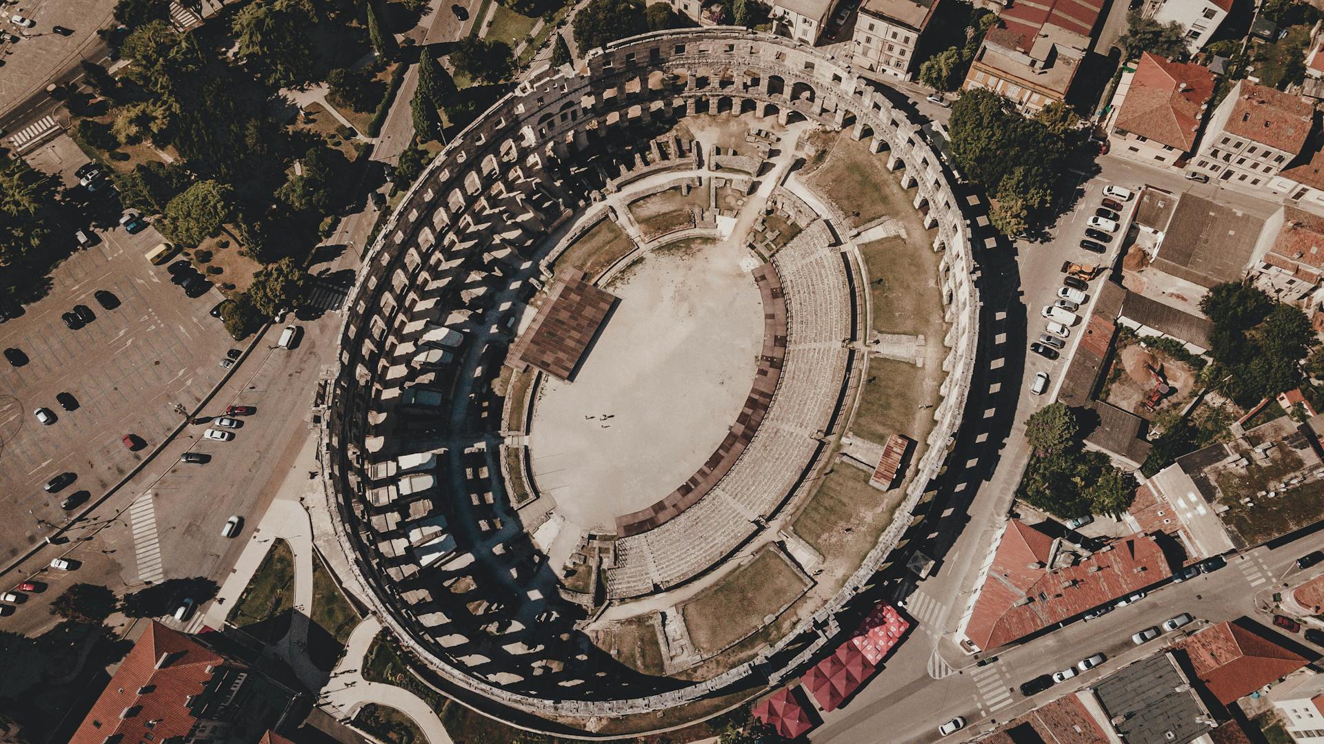 aerial view of an amphitheatre