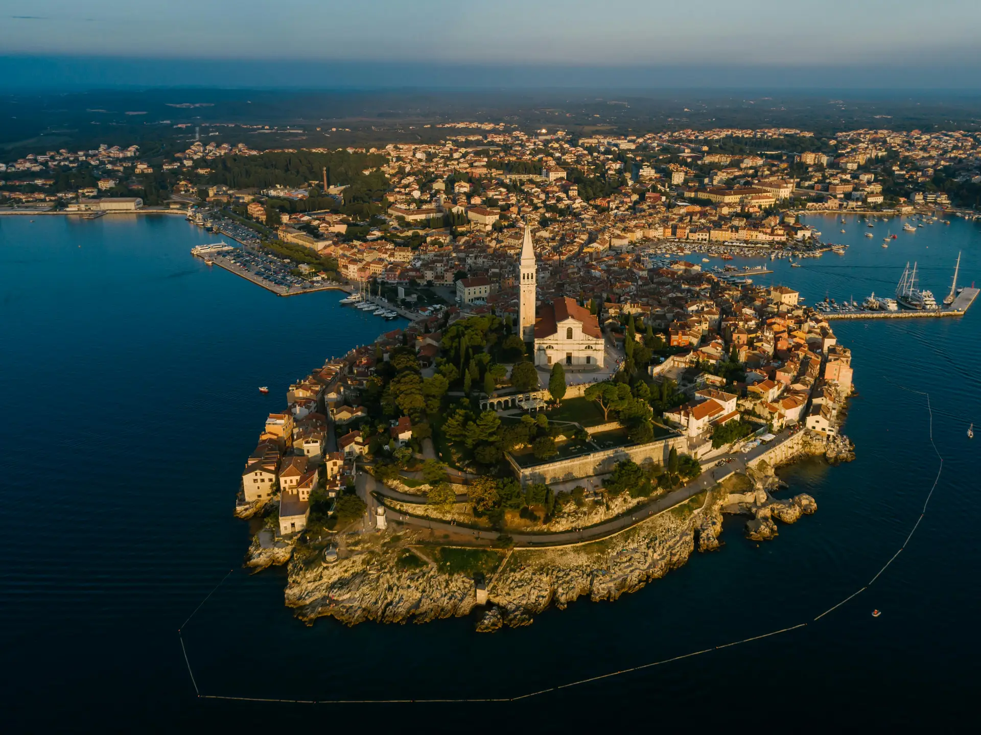 aerial view of a coastal town rovinj