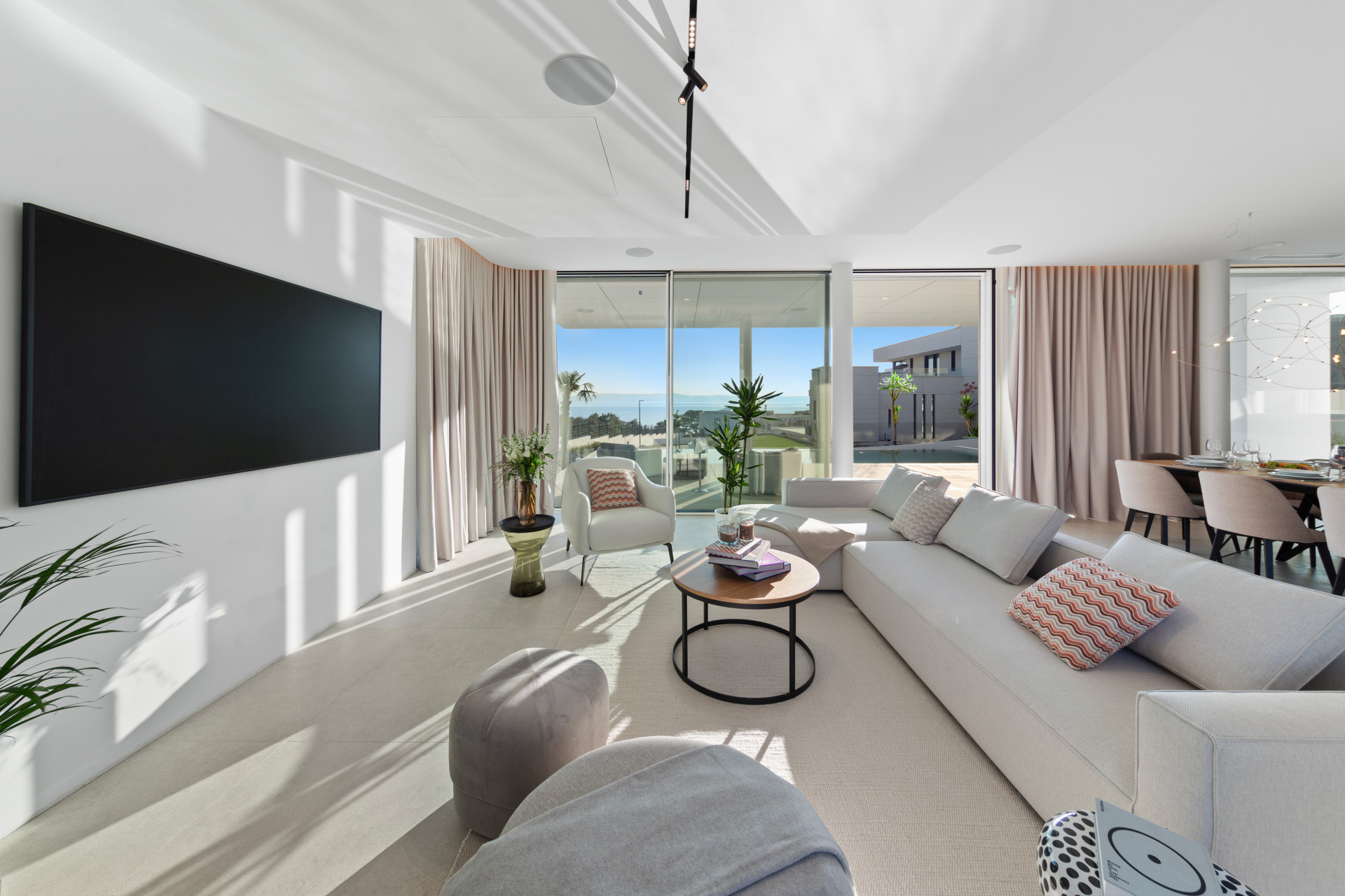 Luxury villa terrace overlooking the Croatian Adriatic coast